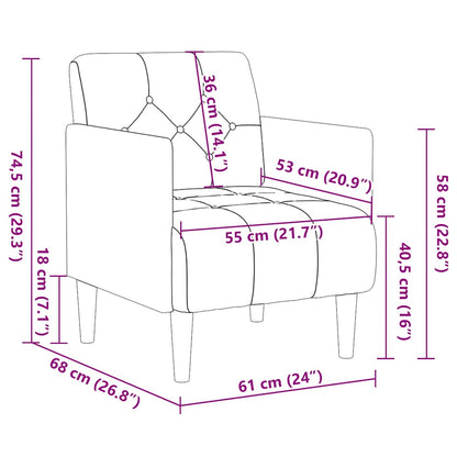 Fåtölj Gräddvit med armstöd 55 cm sammet