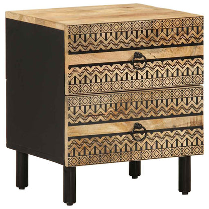 Sängbord 2 st svart 40x33,5x46 cm massivt grovt mangoträ