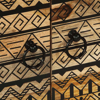 Soffbord Trä Svart 80x50x40 cm massivt grovt mangoträ