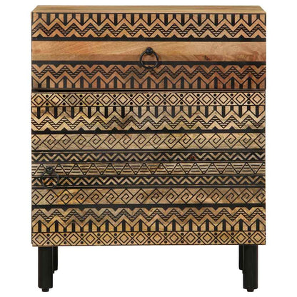 Sängbord svart 50x33x60 cm massivt grovt mangoträ