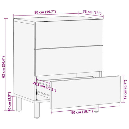 Sängbord Nattduksbord Svart 50x33x62 cm massivt grovt mangoträ