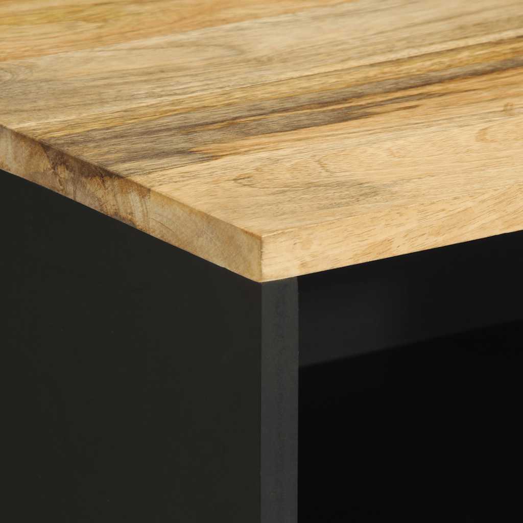 Sängbord Nattduksbord Svart 50x33x62 cm massivt grovt mangoträ