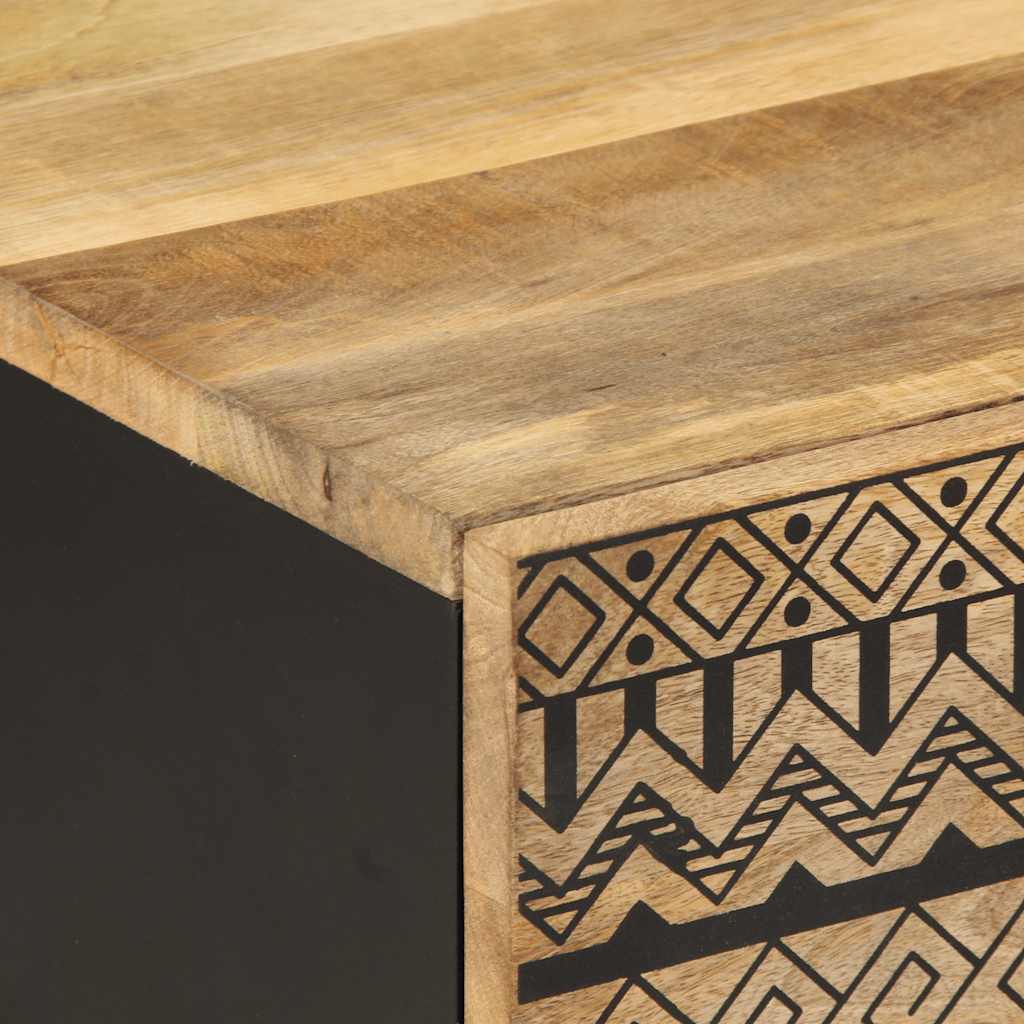 Soffbord Svart 100x54x40 cm massivt grovt mangoträ