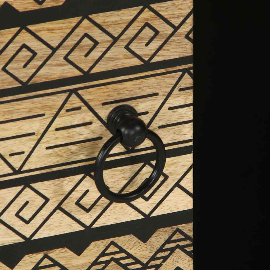 Soffbord Svart 100x54x40 cm massivt grovt mangoträ