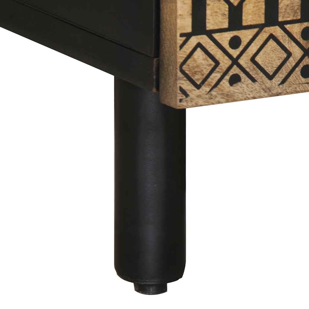 Soffbord Svart 100x54x40 cm massivt grovt mangoträ