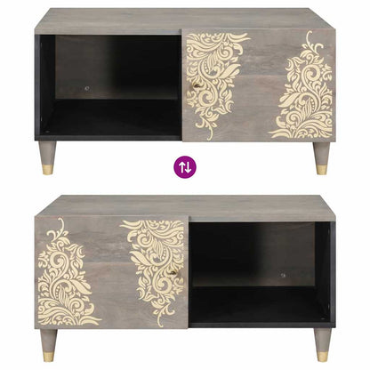 Soffbord Grå 80 x 50 x 40 cm massivt mangoträ