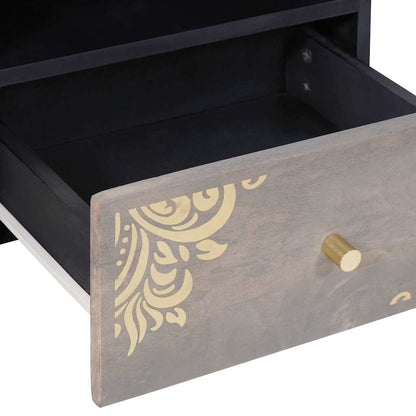 Soffbord Grå med låda Grå 80 x 54 x 40 cm massivt mangoträ