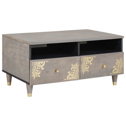 Soffbord Grå med låda Grå 80 x 54 x 40 cm massivt mangoträ