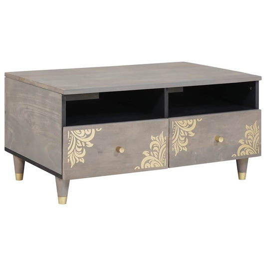 Soffbord Grå med låda Grå 80 x 54 x 40 cm massivt mangoträ