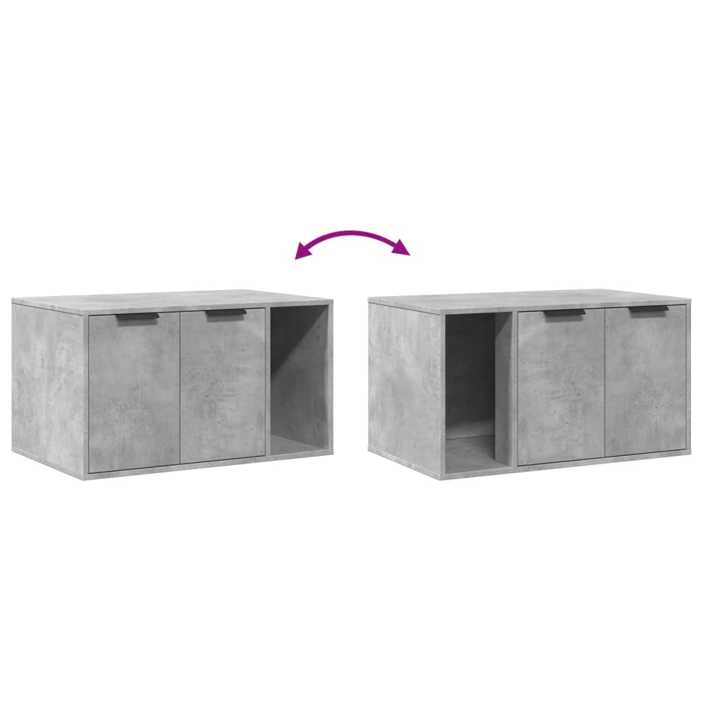 Skåp för kattlåda betonggrå 80x50x45 cm konstruerat trä