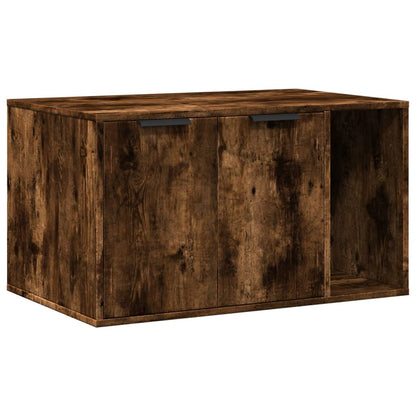 Skåp för kattlåda rökfärgad ek 80x50x45 cm konstruerat trä