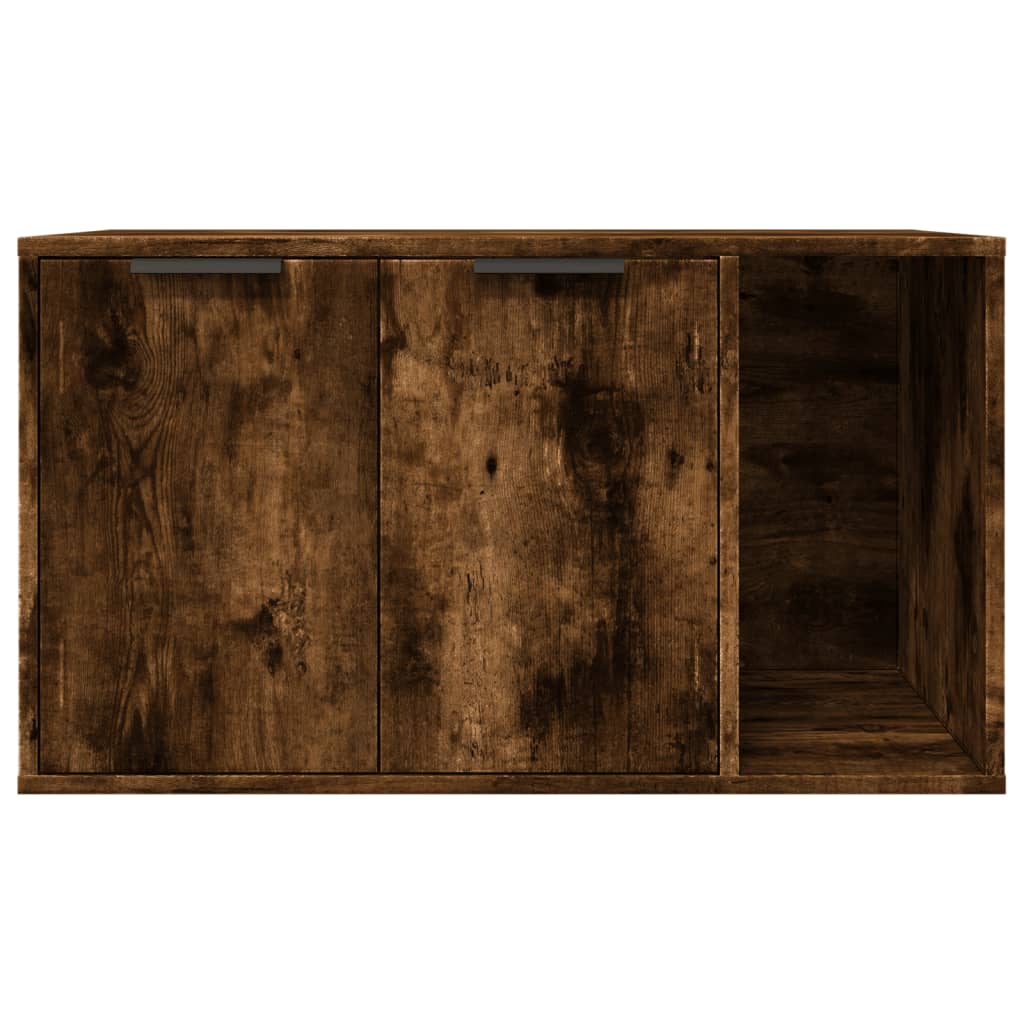 Skåp för kattlåda rökfärgad ek 80x50x45 cm konstruerat trä