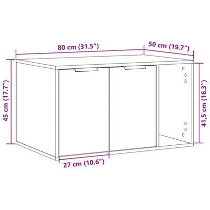 Skåp för kattlåda rökfärgad ek 80x50x45 cm konstruerat trä