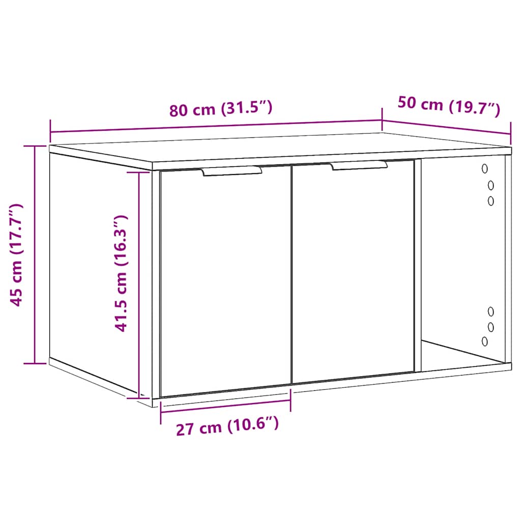 Skåp för kattlåda ek 80x50x45 cm konstruerat trä