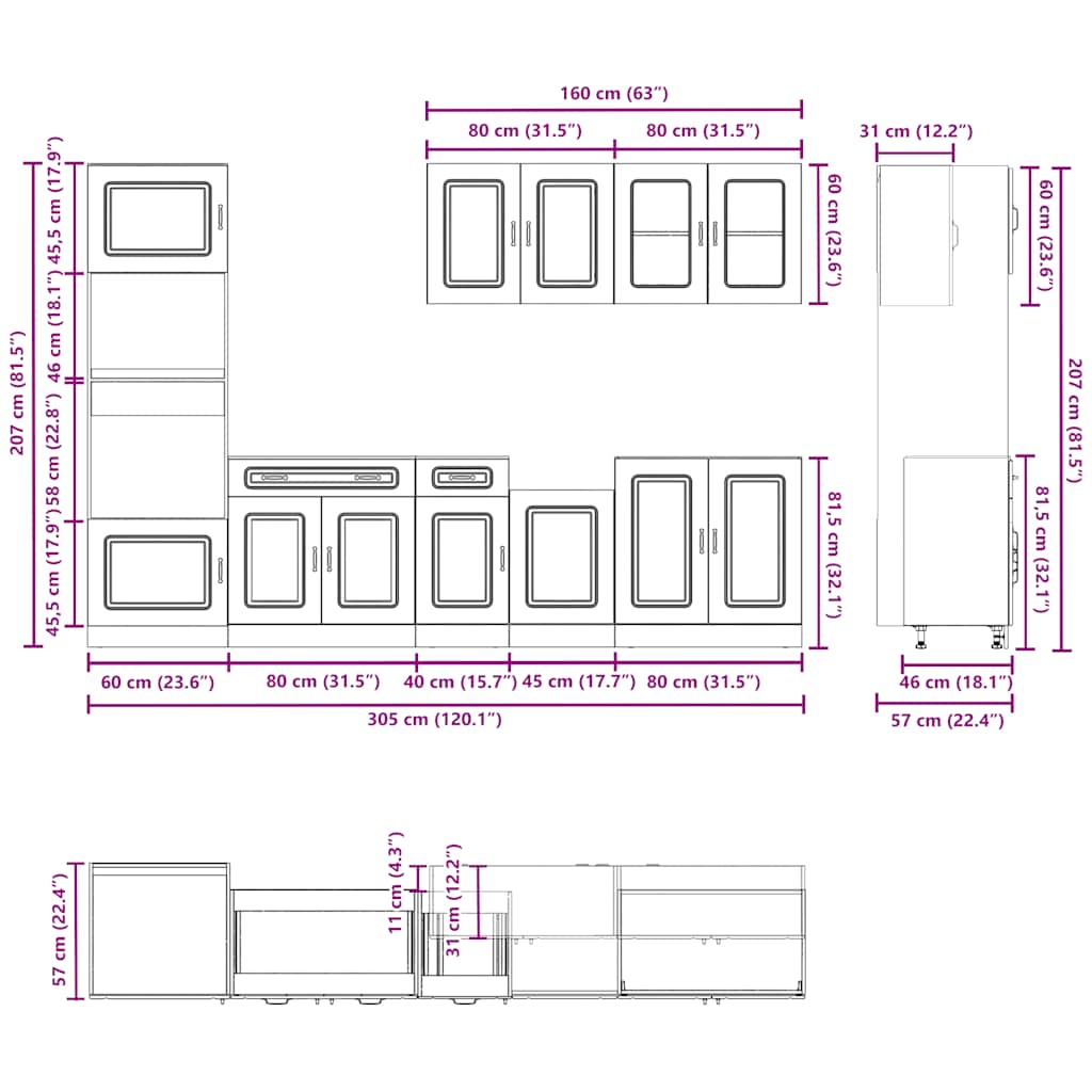 Köksinredning Köksskåpsset Kalmar 7 delar Vit