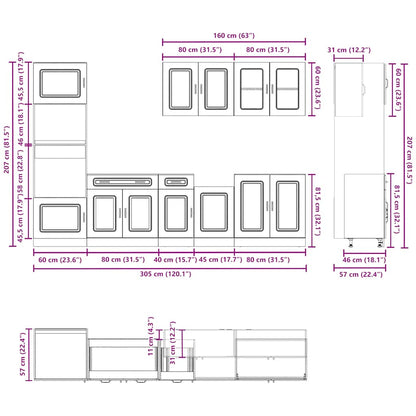 Köksinredning Köksskåpsset Kalmar 7 delar Rökfärgad ek