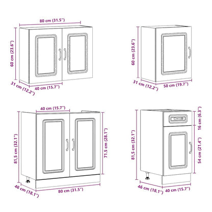 Köksinredning Köksskåpsset Kalmar 7 delar svart