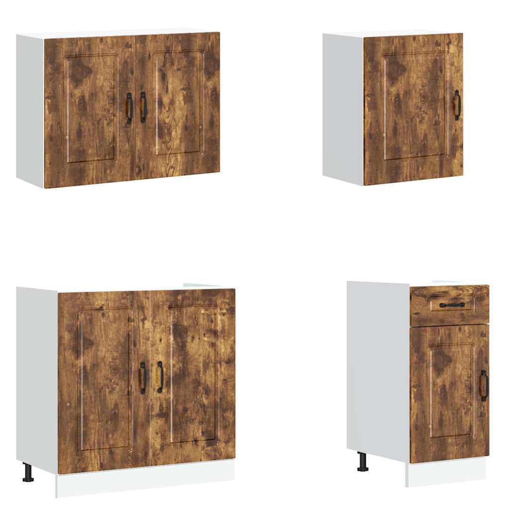 Köksskåpsset Kalmar 7 delar rökfärgad ek konstruerat trä