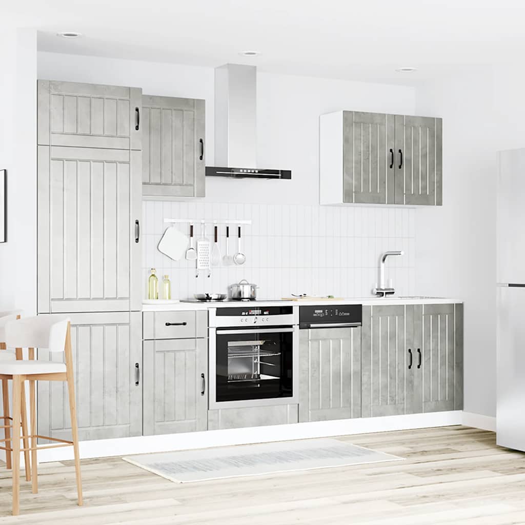 Köksskåpsset Lucca 7 delar betonggrå konstruerat trä