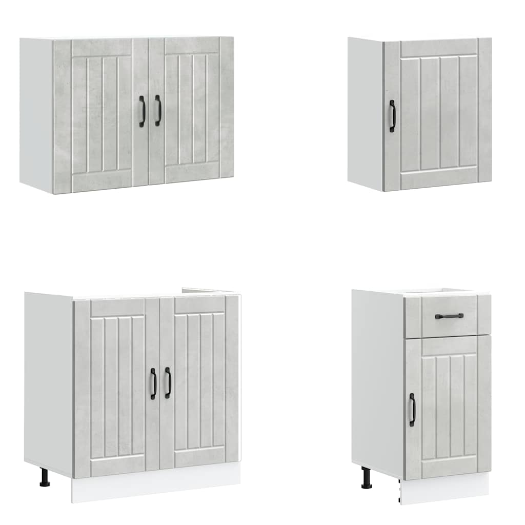 Köksskåpsset Lucca 7 delar betonggrå konstruerat trä