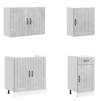 Köksskåpsset Lucca 7 delar betonggrå konstruerat trä