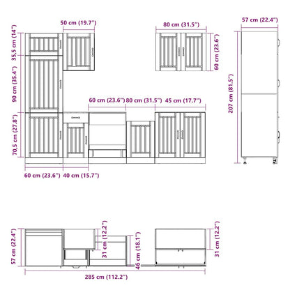 Köksskåpsset Lucca 7 delar betonggrå konstruerat trä
