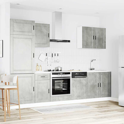 Köksskåpsset Porto 7 delar betonggrå konstruerat trä