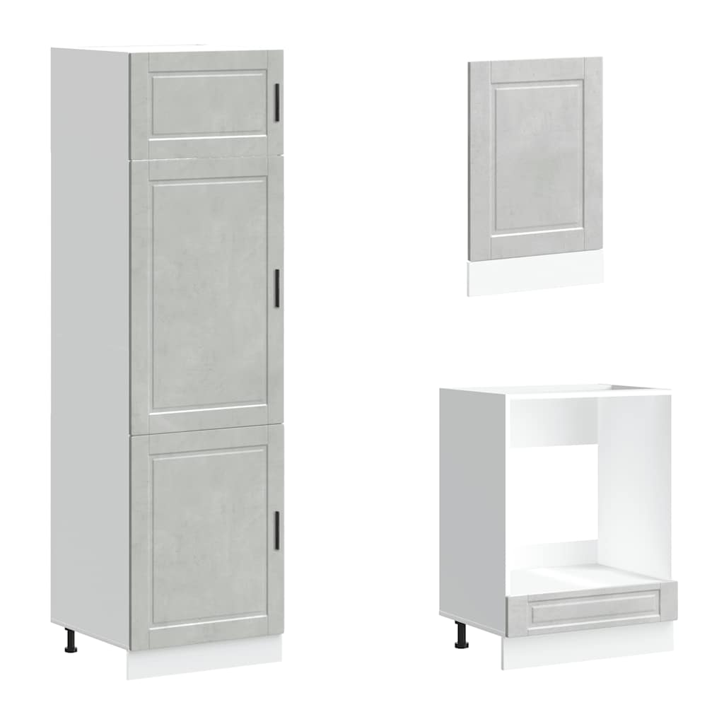 Köksskåpsset Porto 7 delar betonggrå konstruerat trä