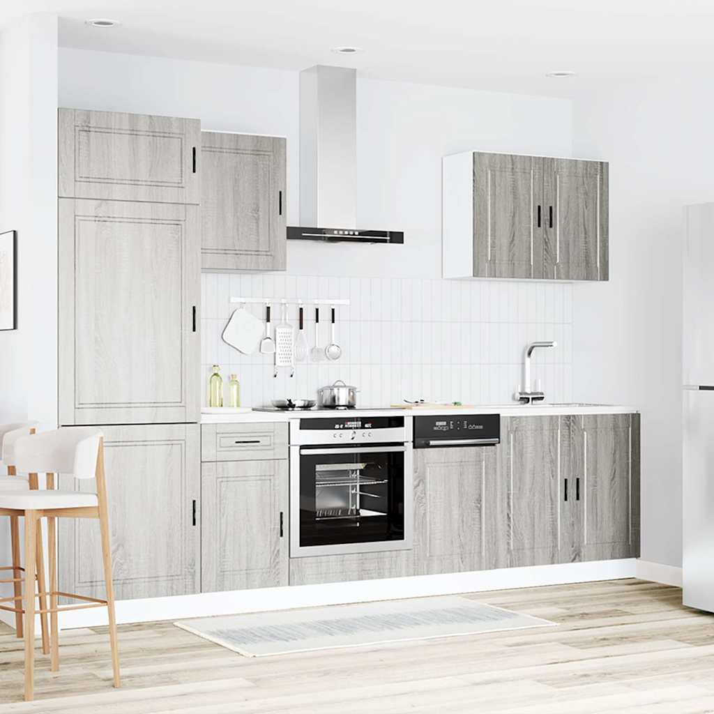 Köksskåpsset Porto 7 delar grå sonoma konstruerat trä