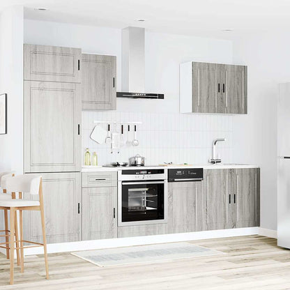 Köksskåpsset Porto 7 delar grå sonoma konstruerat trä