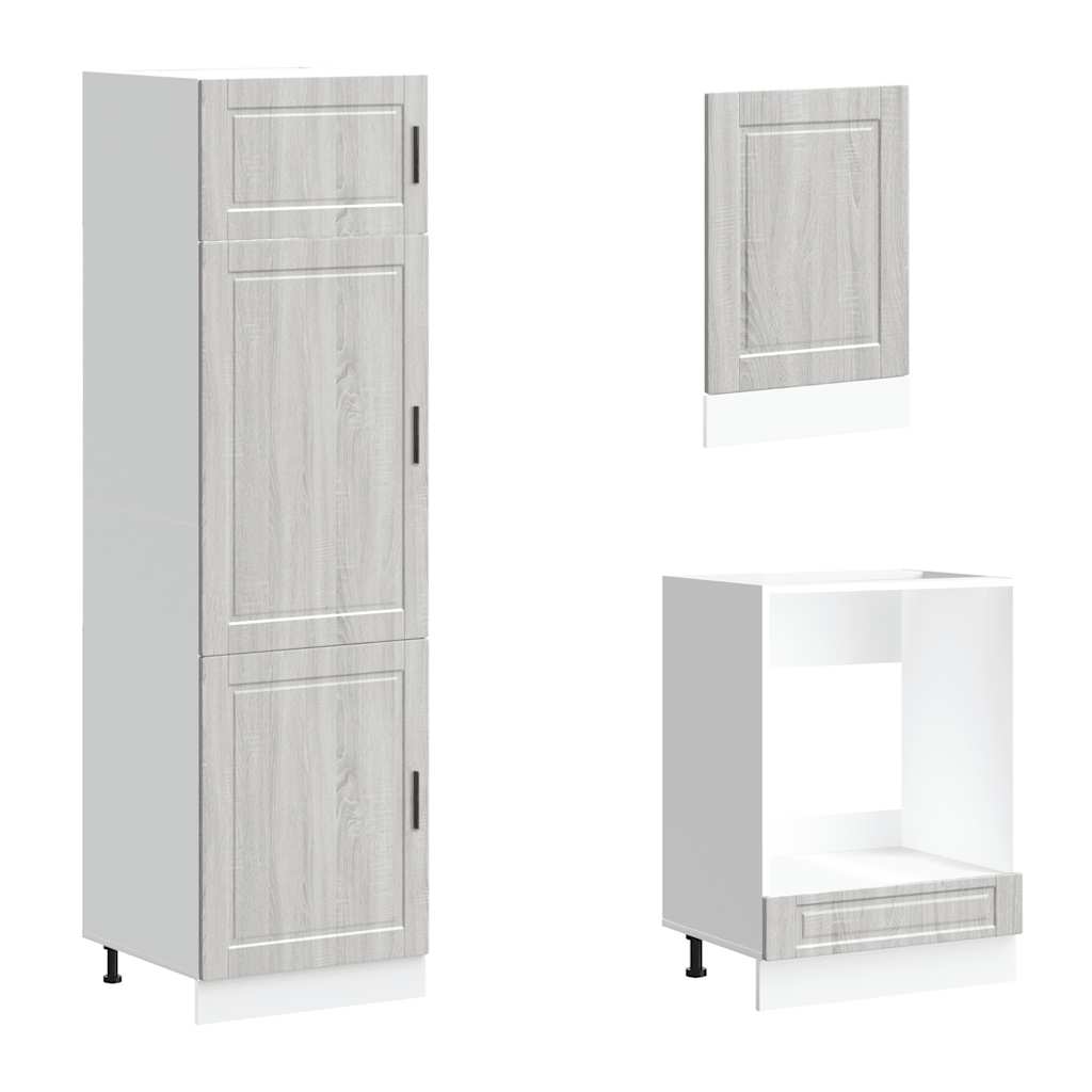 Köksskåpsset Porto 7 delar grå sonoma konstruerat trä