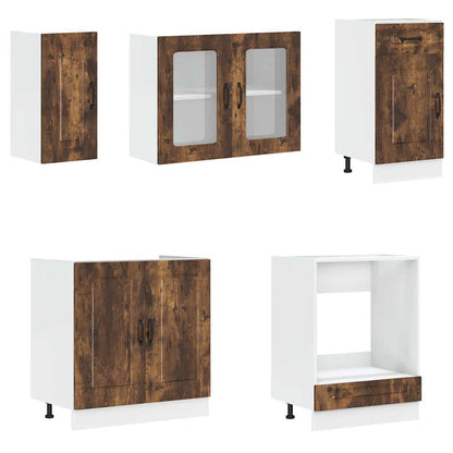 Köksskåpsset Kalmar 8 delar rökfärgad ek konstruerat trä