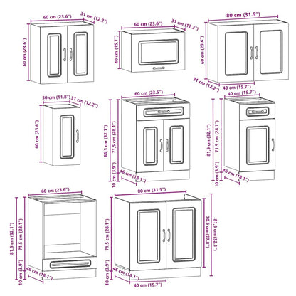 Köksinredning Köksskåpsset Kalmar 8 delar Rökfärgad ek