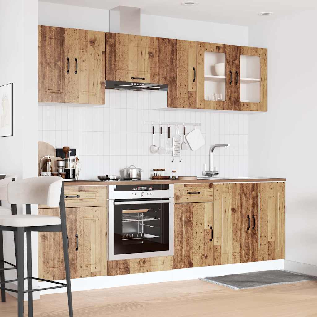 Köksinredning Köksskåpsset Kalmar 8 delar Åldrat Trä