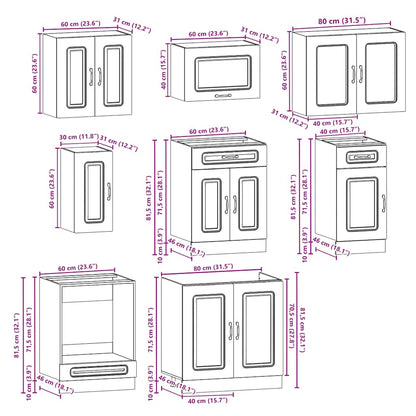Köksinredning Köksskåpsset Kalmar 8 delar Åldrat Trä