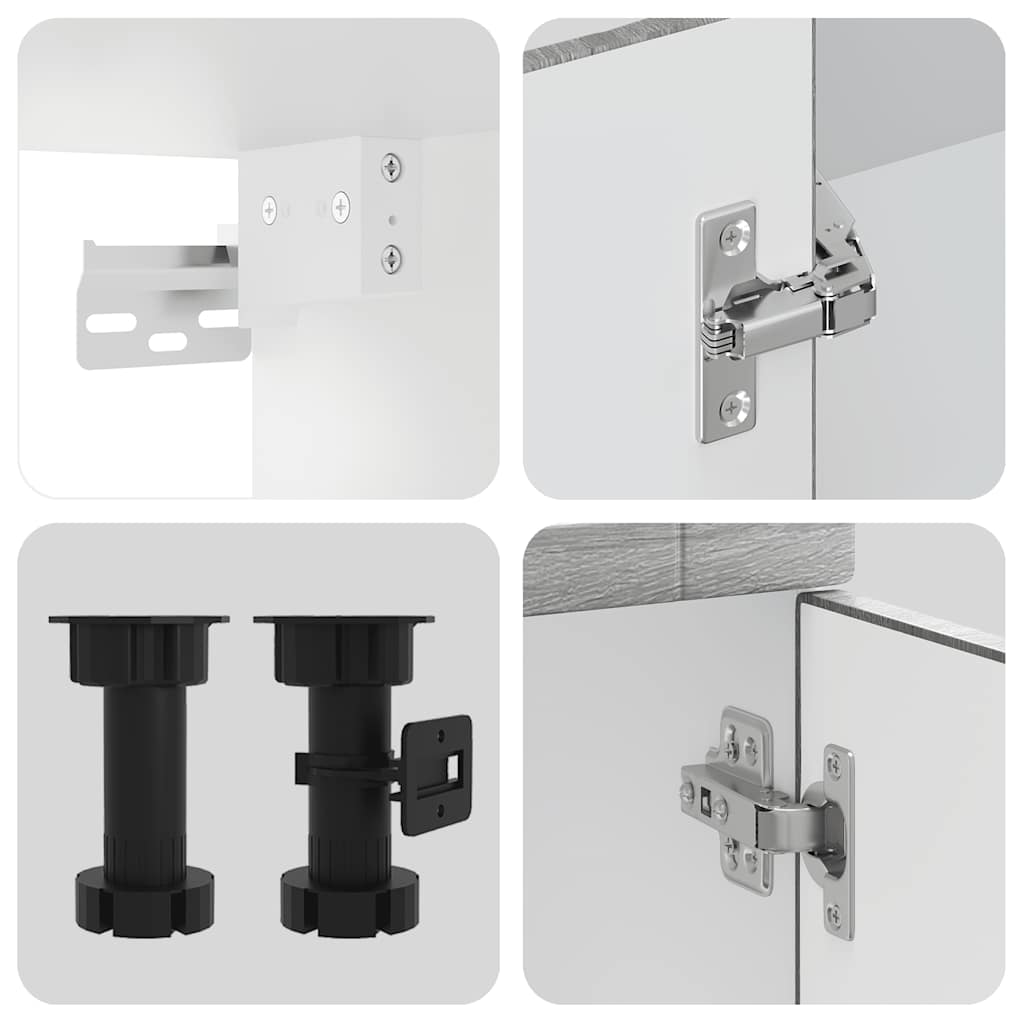 Köksskåpsset Porto 4 delar grå sonoma konstruerat trä