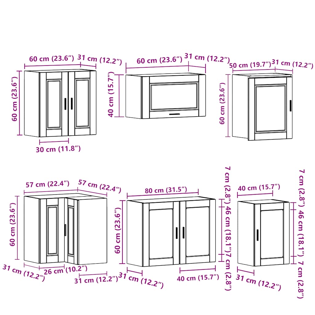 Köksinredning Köksskåpsset Porto 11 delar Sonoma Grå