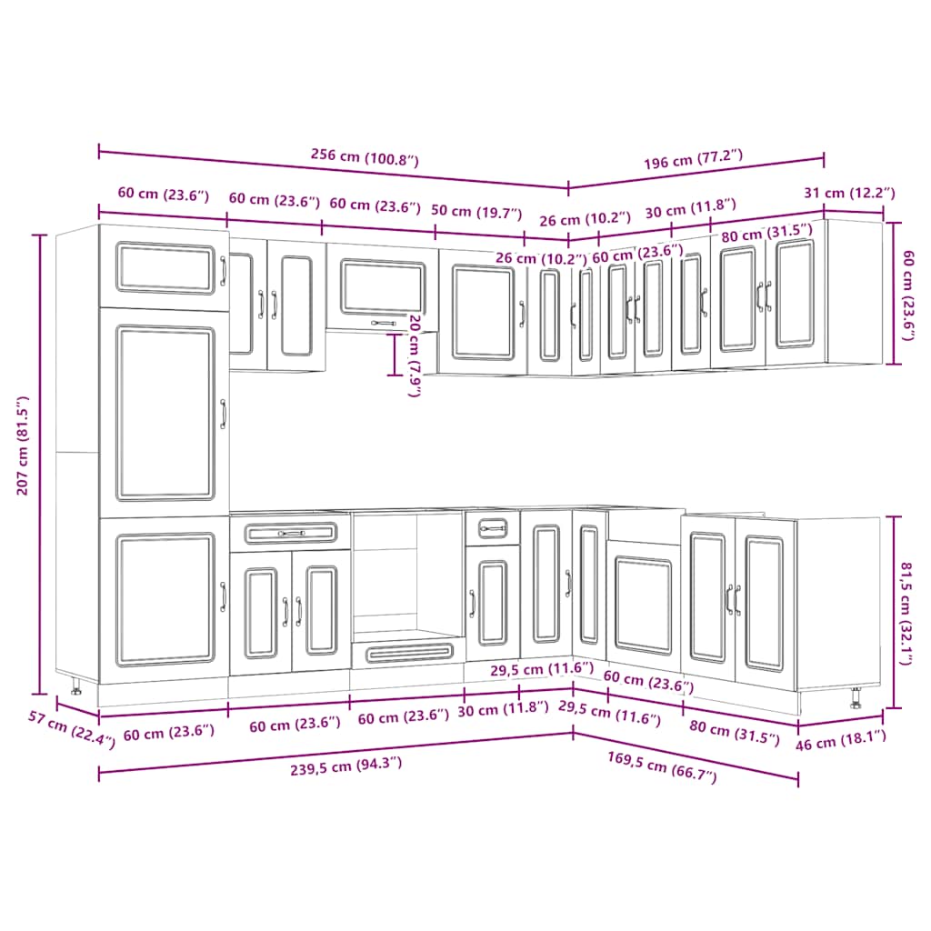 Köksinredning Köksskåpsset Kalmar 14 delar svart