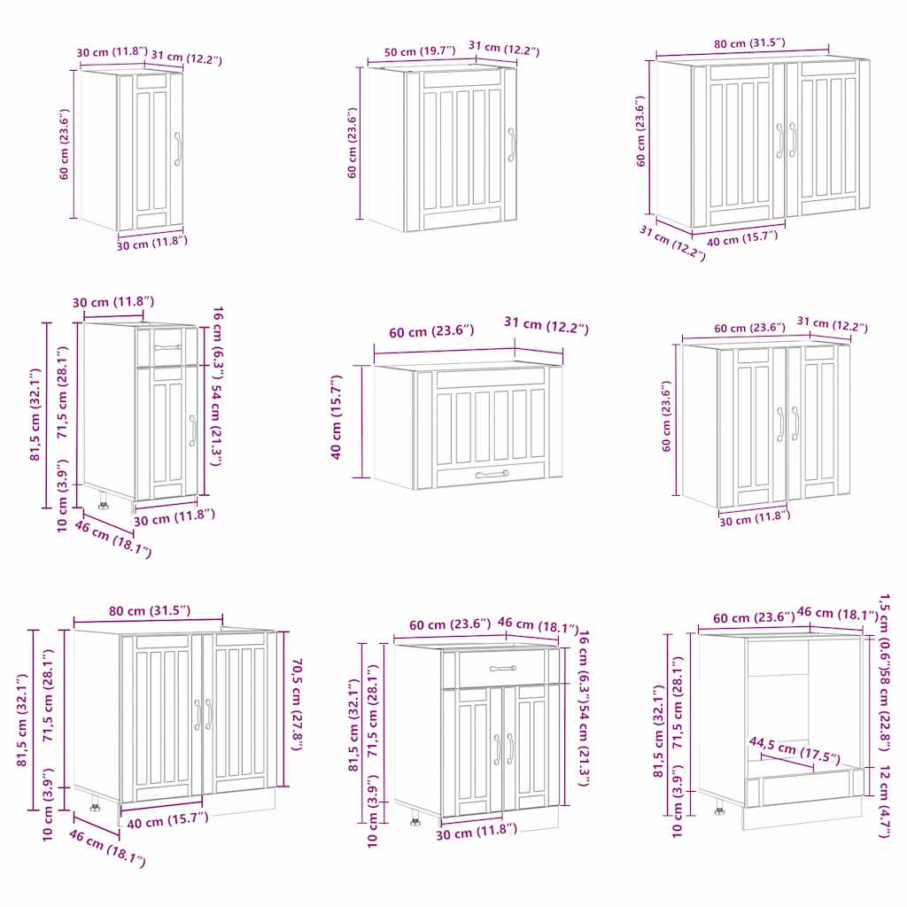 Köksinredning Köksskåpsset Lucca 14 delar Sonoma Grå