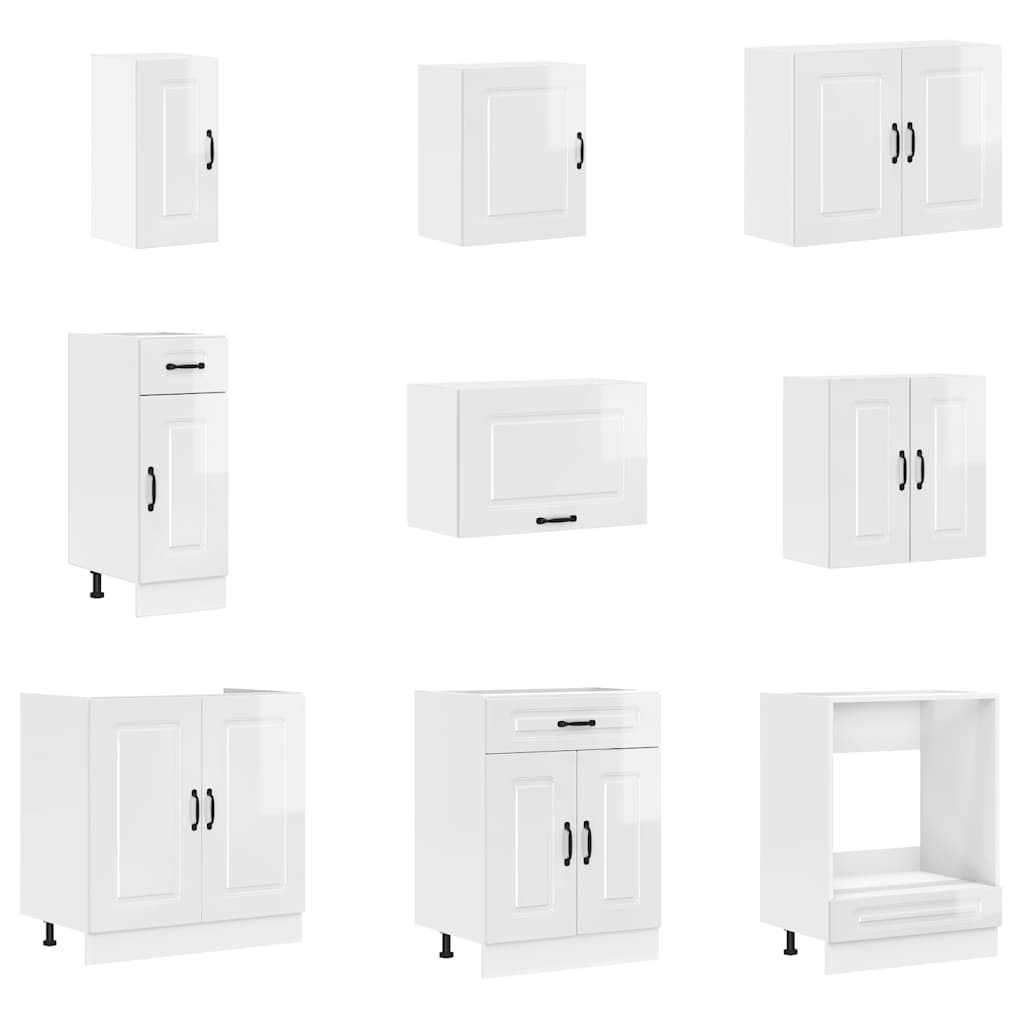 Köksinredning Köksskåpsset Porto 14 delar Högglans Vit