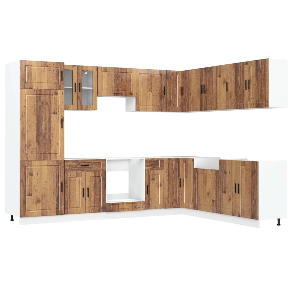 Köksinredning Köksskåpsset Porto 14 delar Åldrat Trä