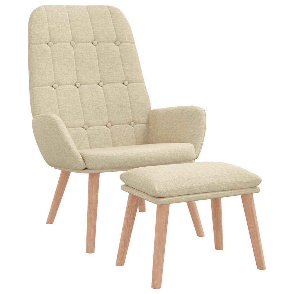 Fåtölj Gräddvit med fotpall Tyg