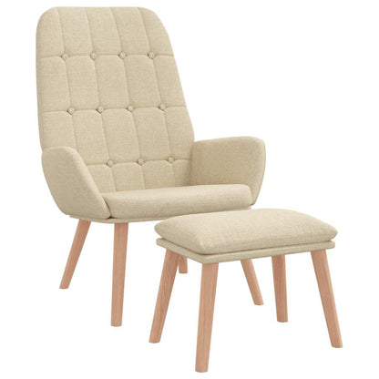 Fåtölj Gräddvit med fotpall Tyg