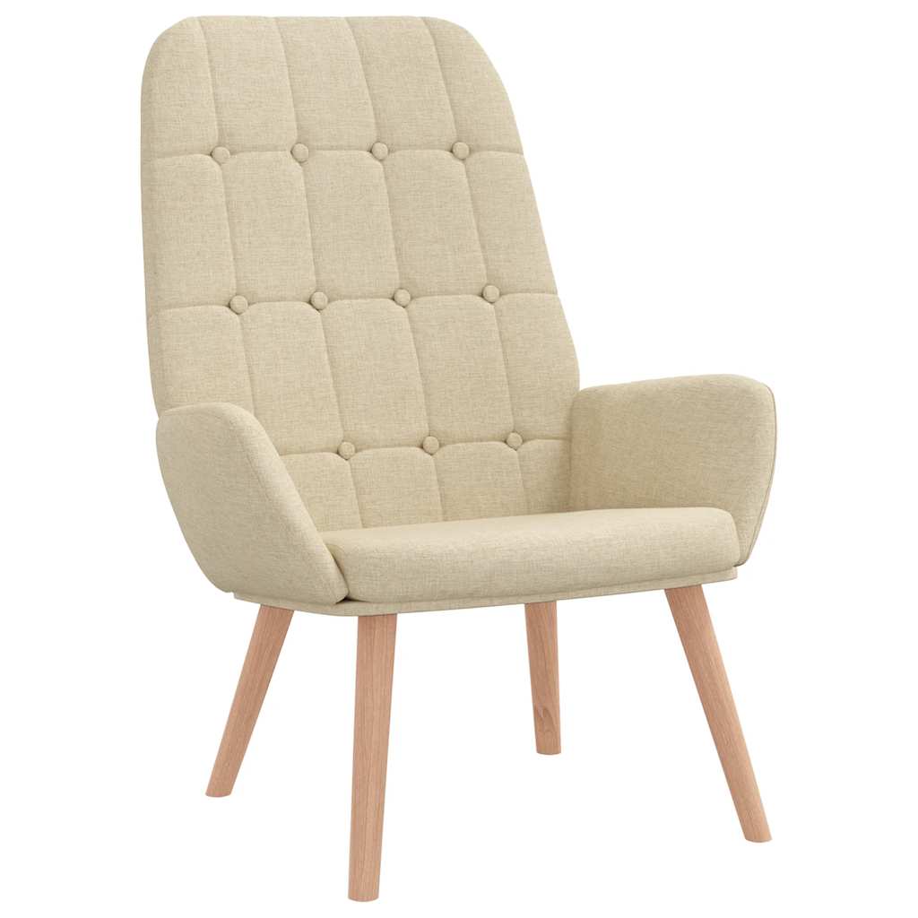 Fåtölj Gräddvit med fotpall Tyg