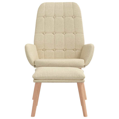 Fåtölj Gräddvit med fotpall Tyg