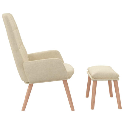 Fåtölj Gräddvit med fotpall Tyg