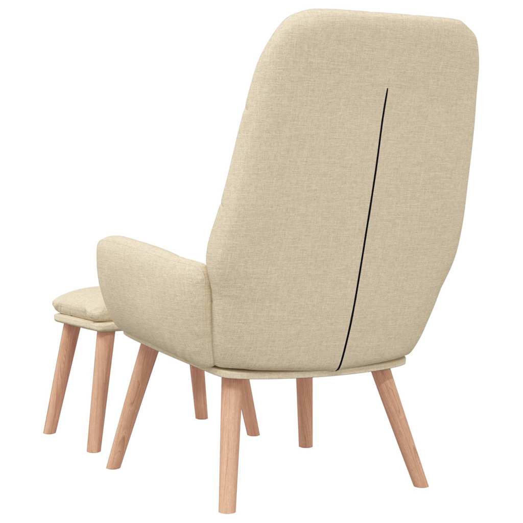 Fåtölj Gräddvit med fotpall Tyg