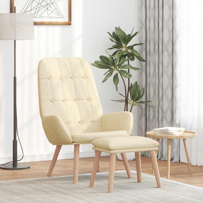 Fåtölj Gräddvit med fotpall Tyg