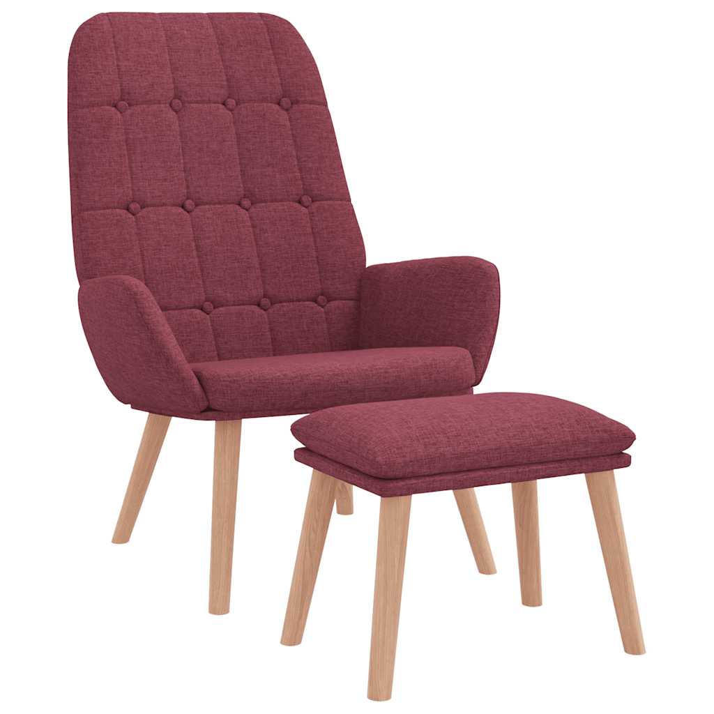 Fåtölj Vinröd Vilstol med fotpall tyg