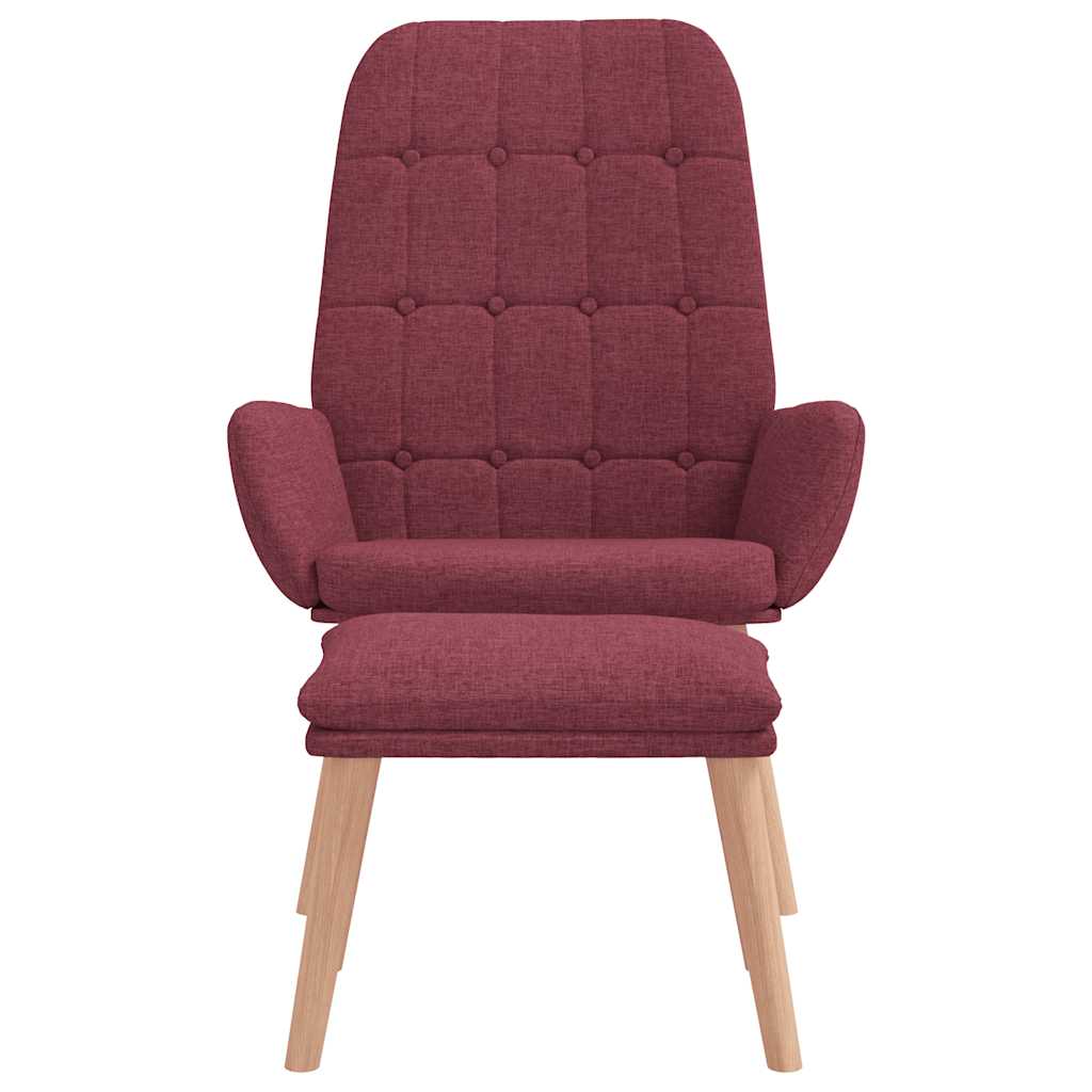 Fåtölj Vinröd Vilstol med fotpall tyg